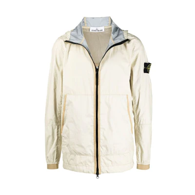 Stone Island FW21 White Zip-Up Hooded Jacket 741540523-V0093