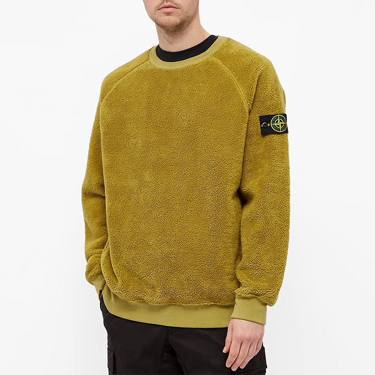 STONE ISLAND FW21 Yellow Fleece Lined Crewneck Pullover Sweatshirt Men Winter 751560234-V0098 圖 3