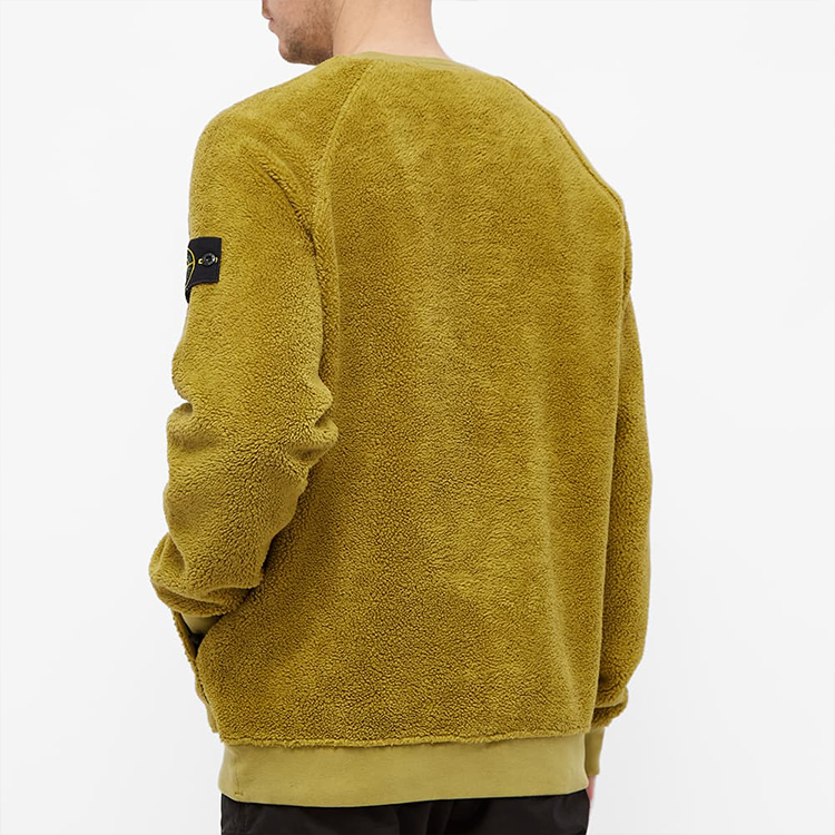 STONE ISLAND FW21 Yellow Fleece Lined Crewneck Pullover Sweatshirt Men Winter 751560234-V0098 圖 4