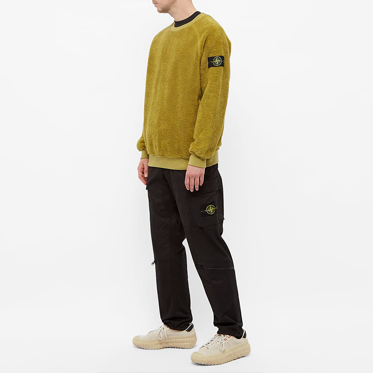 STONE ISLAND FW21 Yellow Fleece Lined Crewneck Pullover Sweatshirt Men Winter 751560234-V0098 圖 5
