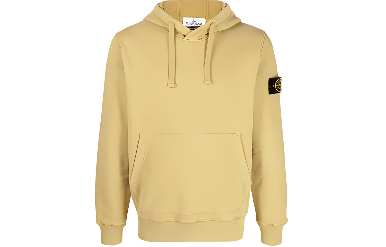 Stone Island FW21 Yellow Pullover Sweatshirt with Logo Patch - 751564120-V0098