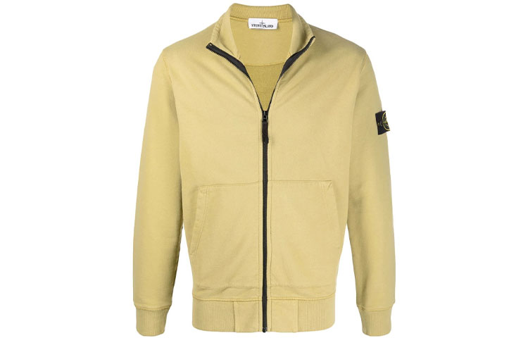 Stone Island FW21 Yellow Solid High Neck Zip Jacket for Men 751566120-V0098