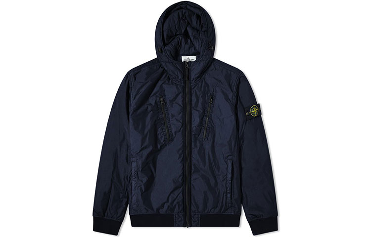 Stone Island FW21 Zip-Up Hooded Jacket Navy Blue 751542223-V0020