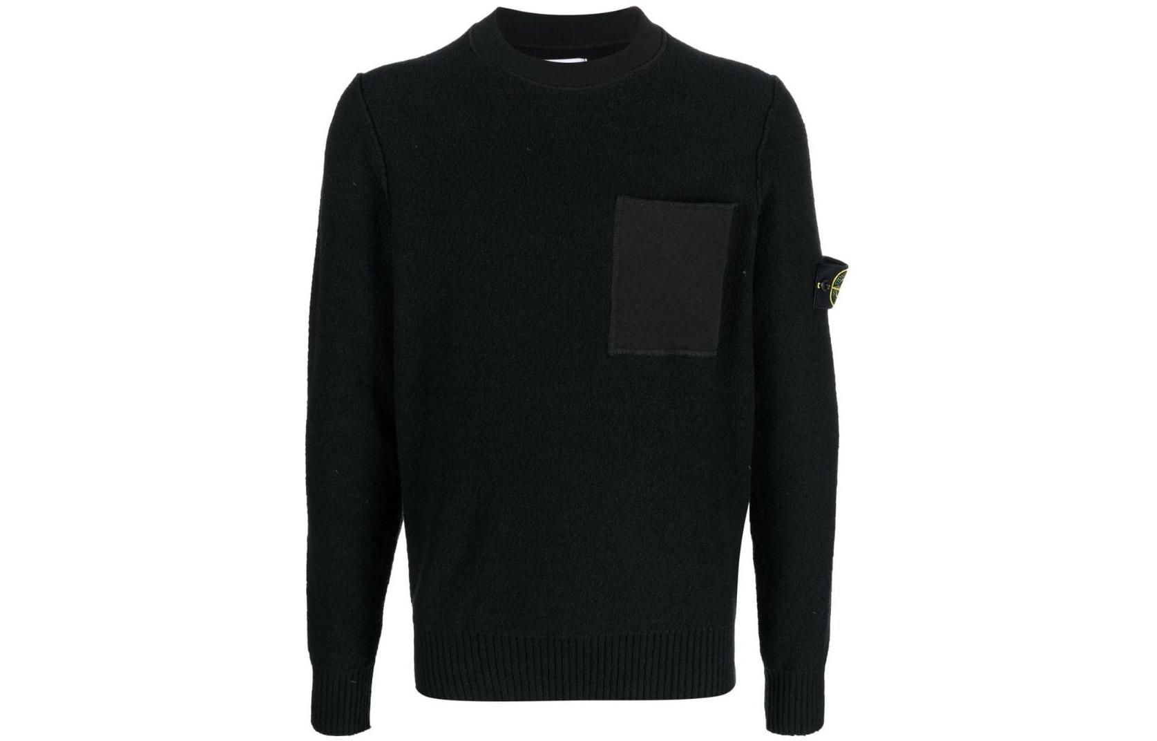 Order STONE ISLAND FW22 Sweater Hitam Compass Patch Crewneck. 7715523D2-V0029