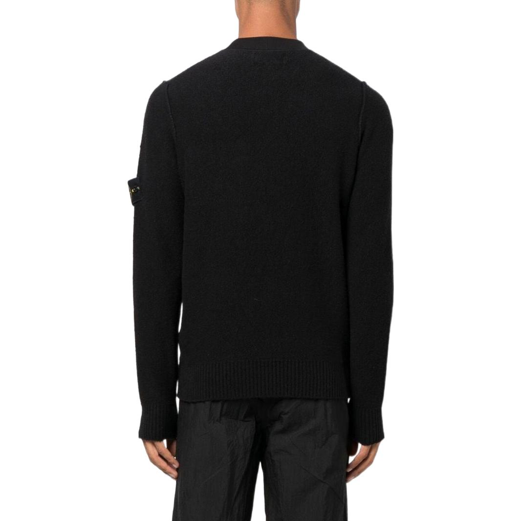 Shop STONE ISLAND FW22 Sweater Hitam Compass Patch Crewneck. 7715523D2-V0029
