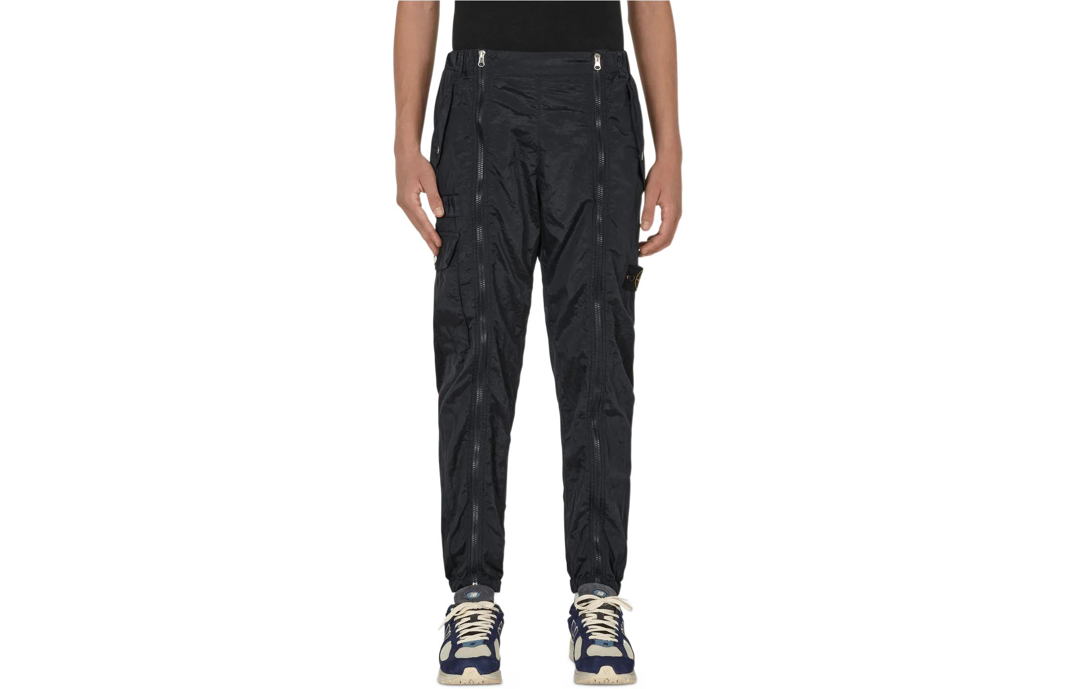 STONE ISLAND FW22  Black Nylon Mid-Waist Casual Pants with Zipper. 771531619-V0029 圖 2