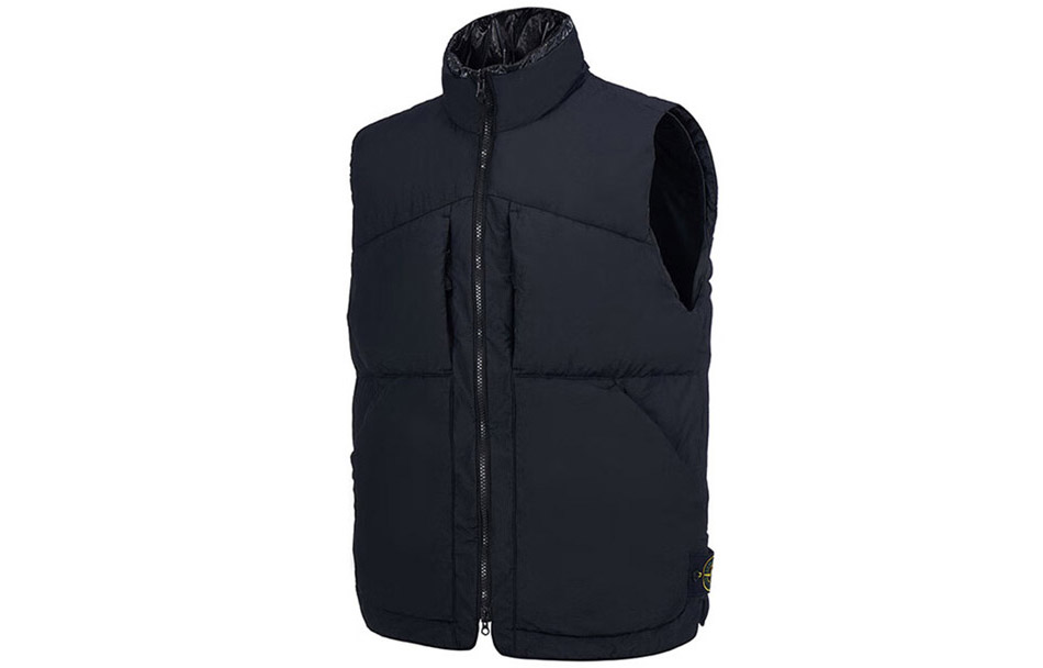 Shop STONE ISLAND FW22 黑色无袖拉链马甲 7715G1232-V0029