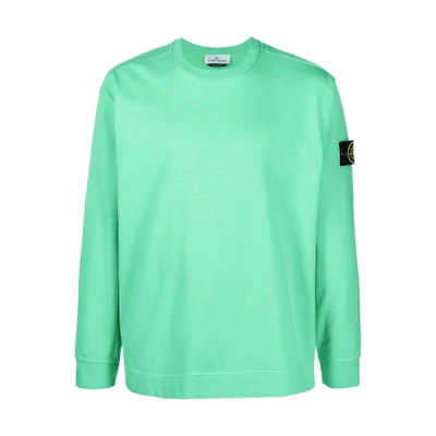 STONE ISLAND FW22 Bright Green Logo Patch Basic Sweatshirt 771563750-V0052