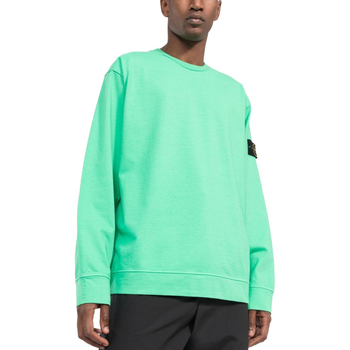 Shop ストーンアイランド FW22 ブライトグリーン ロゴパッチ ベーシック スウェットシャツ 771563750-V0052