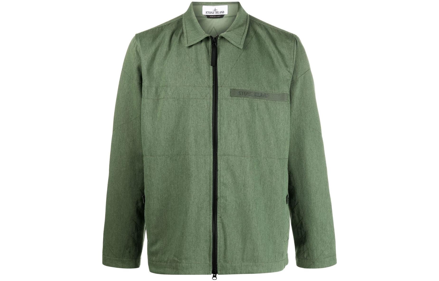 STONE ISLAND FW22  Green Solid Long-Sleeve Shirt Jacket 771510802V0058 圖 2