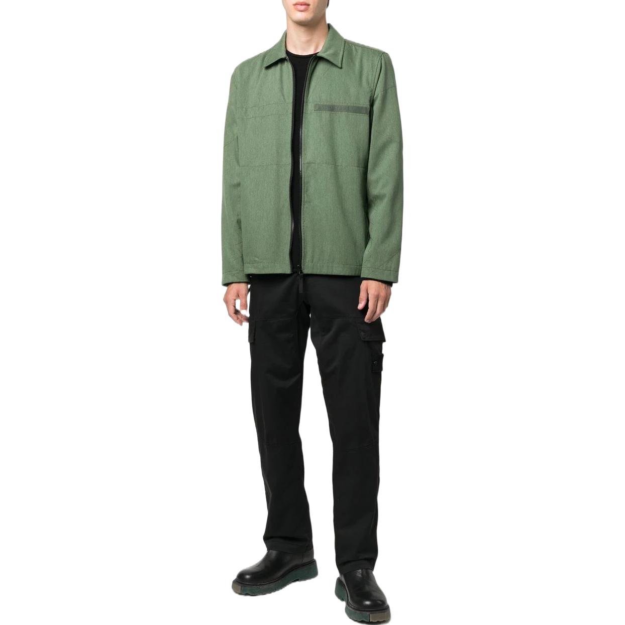 STONE ISLAND FW22  Green Solid Long-Sleeve Shirt Jacket 771510802V0058 圖 3