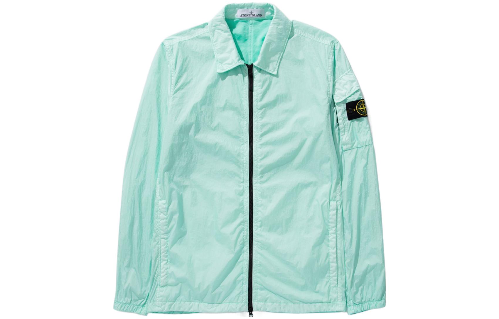 STONE ISLAND FW22  Light Green Logo Patch Shirt Jacket. 771510223-V0044