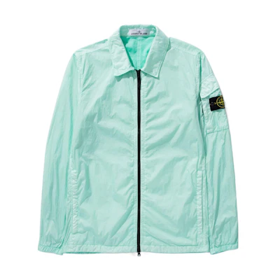 STONE ISLAND FW22 Light Green Logo Patch Shirt Jacket. 771510223-V0044