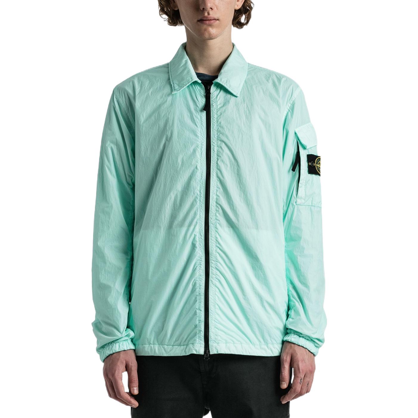 Shop 스톤 아일랜드 FW22 연두 로고 패치 셔츠 재킷. 771510223-V0044