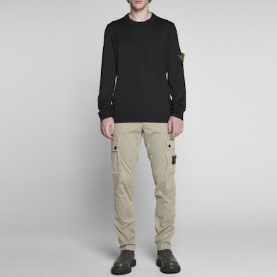 STONE ISLAND FW22 輕量純羊毛圓領毛衣 - 黑色 7715510C4-V0029 Shop STONE ISLAND FW22 輕量純羊毛圓領毛衣 - 黑色 7715510C4-V0029