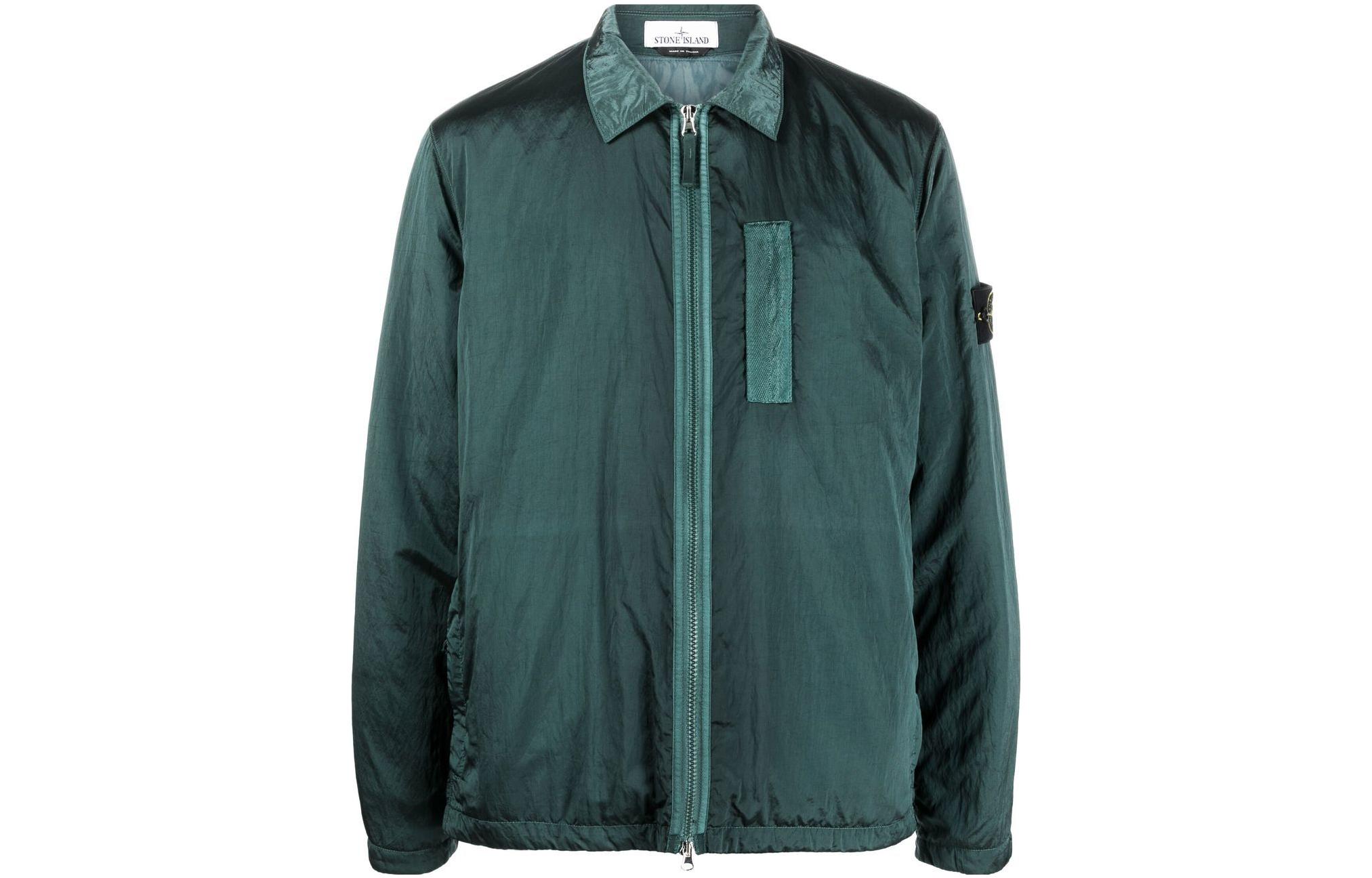 STONE ISLAND FW22  Metallic Nylon Lightweight Puffer Jacket Green 7715Q0519-V0057