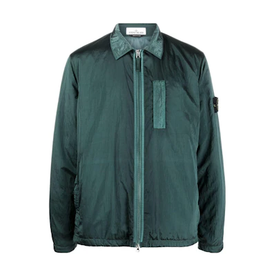 STONE ISLAND FW22 Metallic Nylon Lightweight Puffer Jacket Green 7715Q0519-V0057