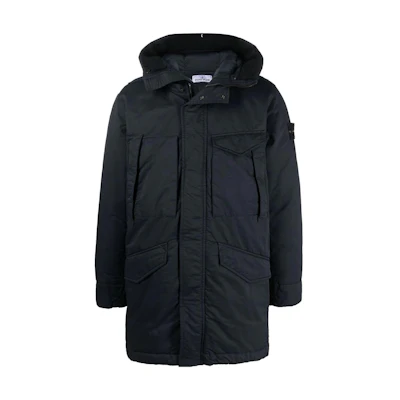 Stone Island FW22 Navy Blue Hooded Jacket with Sleeve Logo Patch. 771570821-V0020