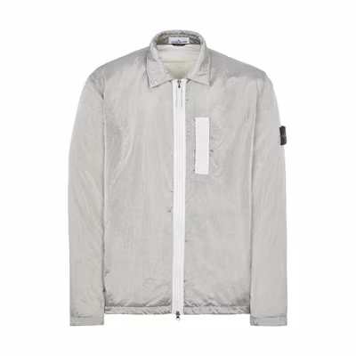 STONE ISLAND FW22 Pearl Gray Metallic Nylon Long Sleeve Jacket 7715Q0519-V0061