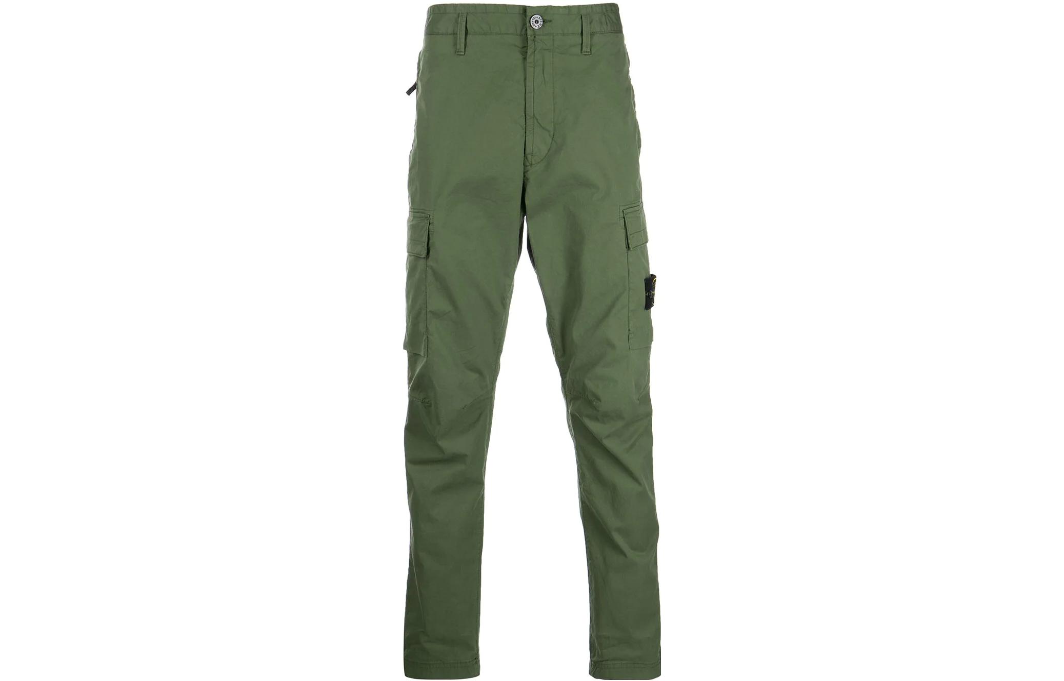 STONE ISLAND FW22  Solid Logo Patch Green Casual Work Trousers 771530410-V0058