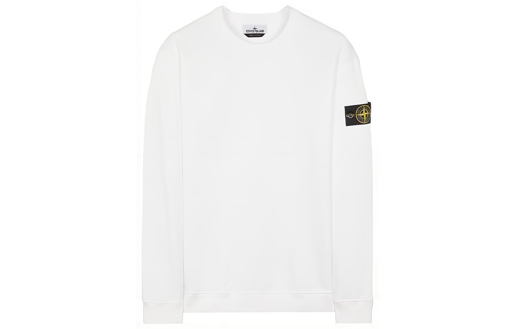 STONE ISLAND FW22  White Crewneck Pullover Sweatshirt Relaxed Fit 771561720-V0001