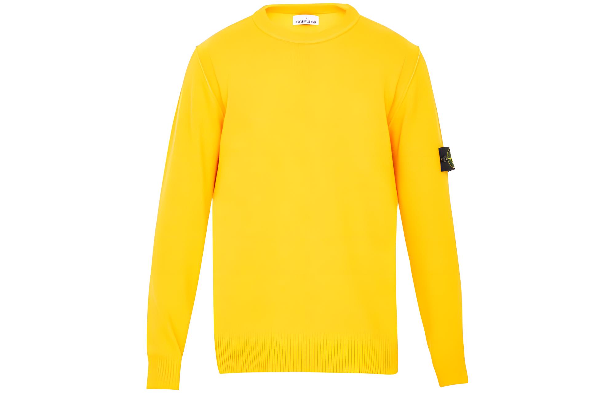 STONE ISLAND FW22  Yellow Ribbed Knit Wool Sweater 7715508A3-V0030