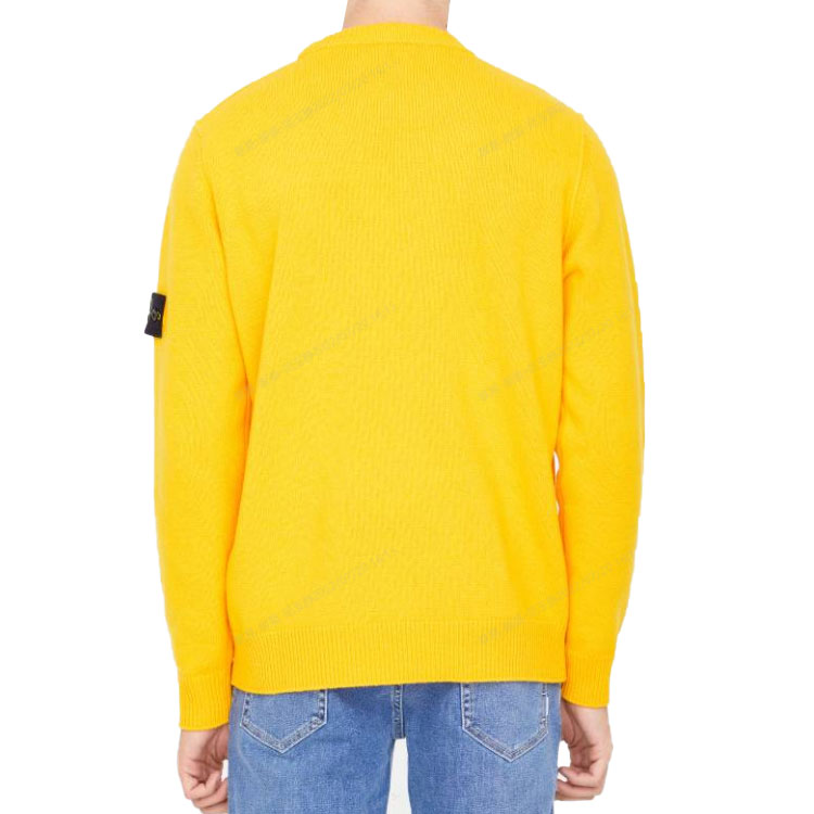 Shop STONE ISLAND FW22 黃色羅紋針織羊毛毛衣 7715508A3-V0030