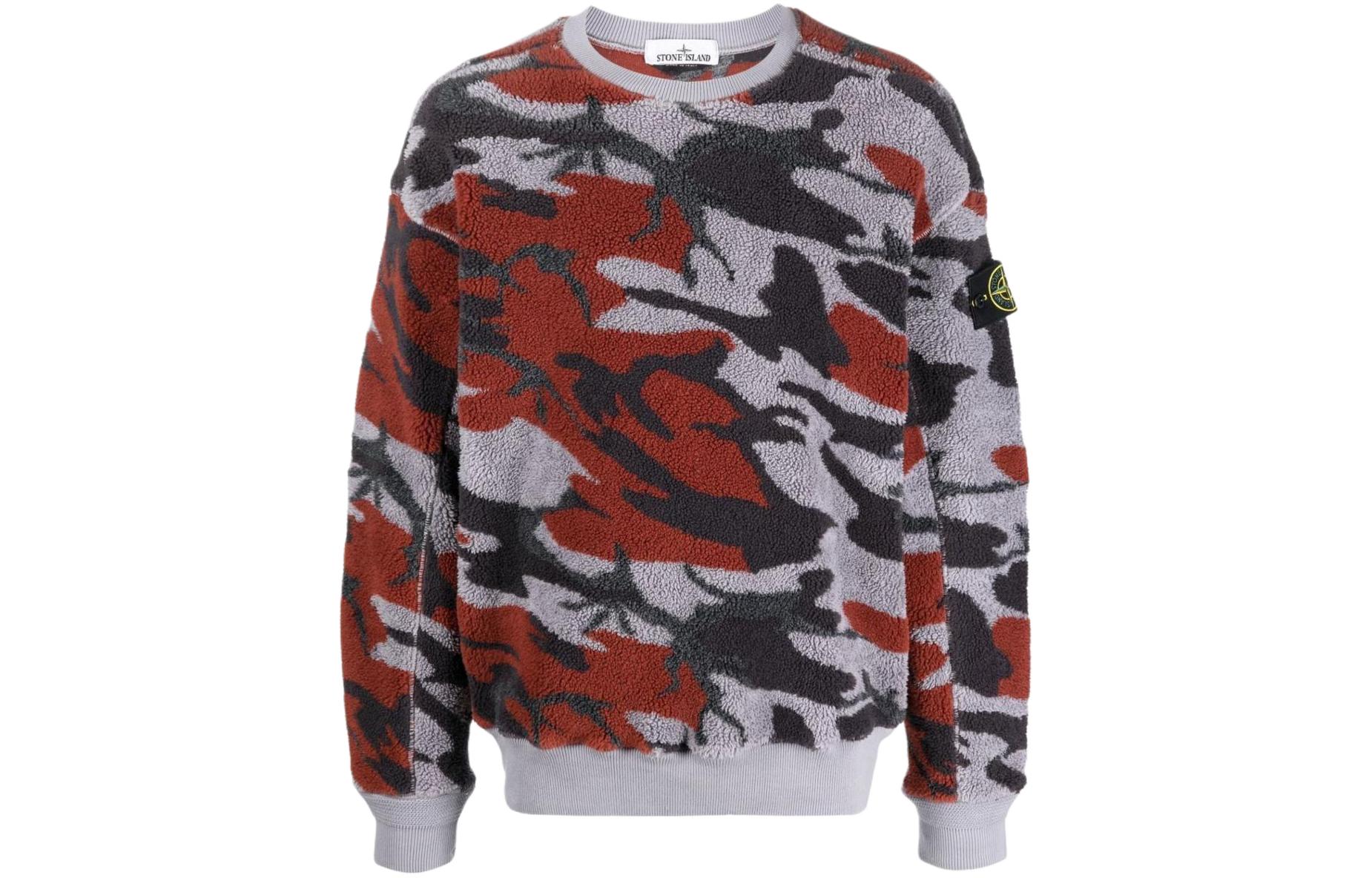 Stone Island FW22 All-Over Print Crewneck Pullover Sweater Purple Mens. 7715638E3-V0047