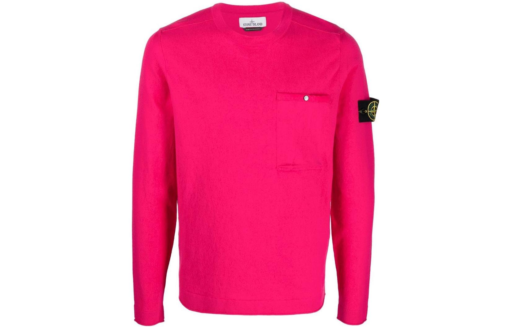 Stone Island FW22 Appliqué Crewneck Pullover Sweatshirt Men’s Rose Pink 7615517B8-V0087