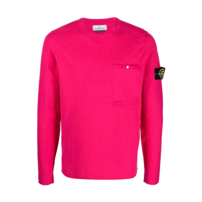 Stone Island FW22 Appliqué Crewneck Pullover Sweatshirt Men’s Rose Pink 7615517B8-V0087