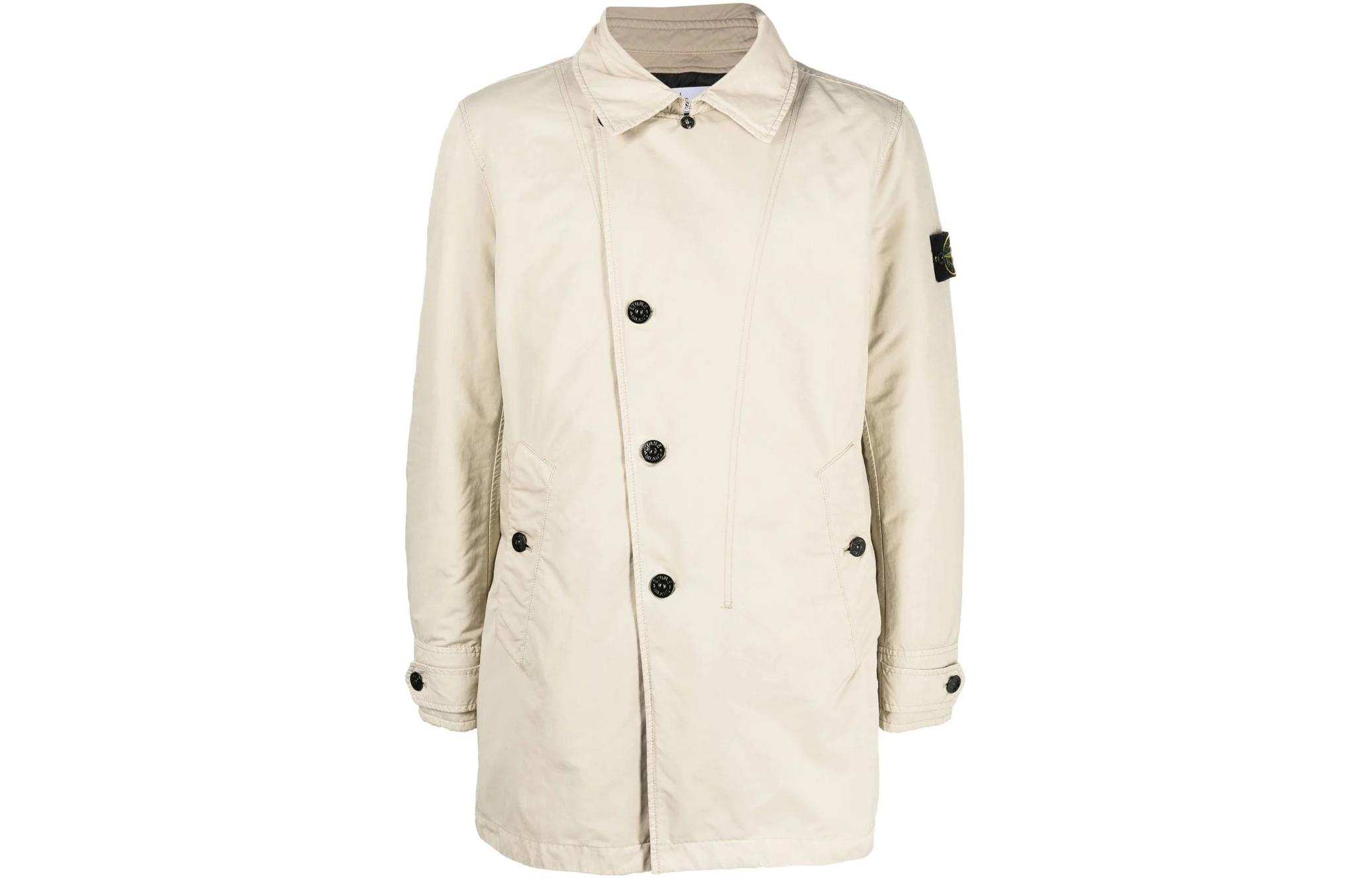 Stone Island FW22 Asymmetric Button Jacket Beige Casual Outerwear 771542149-V0090
