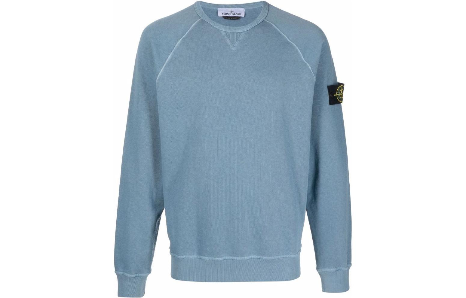 Stone Island FW22 Badge Crewneck Sweatshirt Men Blue 761566360-V0146