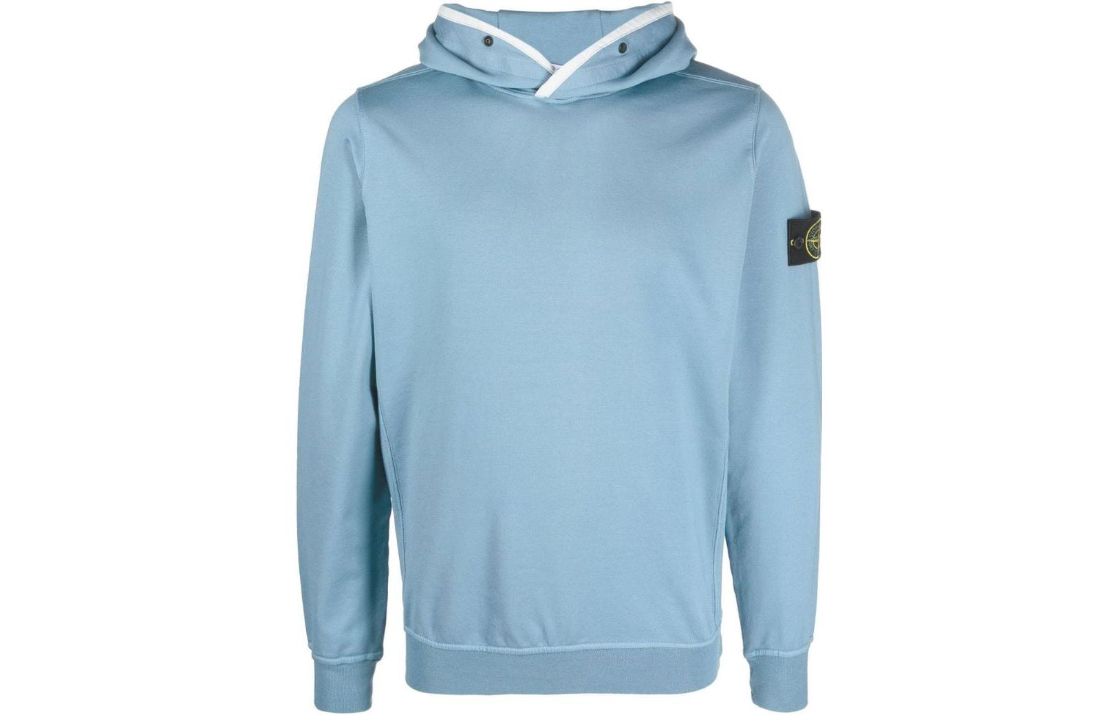 Stone Island FW22 Badge Logo Print Hoodie Blue 761562852-V0046