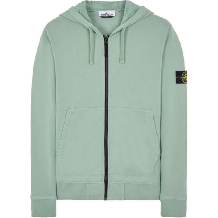 STONE ISLAND FW22 Badge Zip-Up Sweatshirt  - Light Green. 771564220-V0055