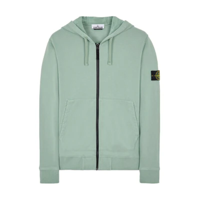 STONE ISLAND FW22 Badge Zip-Up Sweatshirt - Light Green. 771564220-V0055