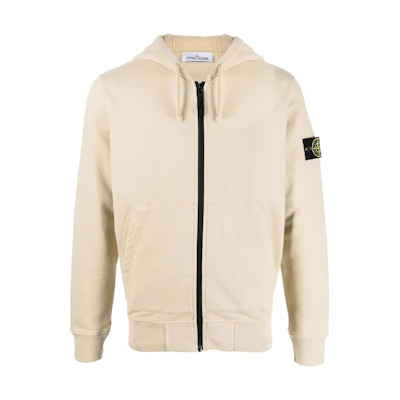 Stone Island FW22 Beige Compass Patch Zip-Up Sweatshirt 771564220-V0090