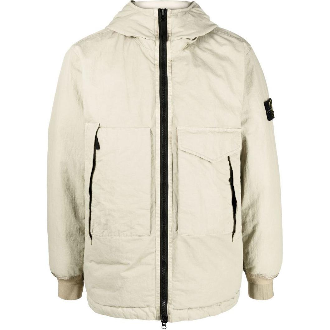 Stone Island FW22 Beige Hooded Jacket with Patch for Men 771541421-V0090