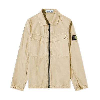 Stone Island FW22 Beige Lightweight Jacket with Removable Patch and Dual Pockets Men 7715101WN-V0190