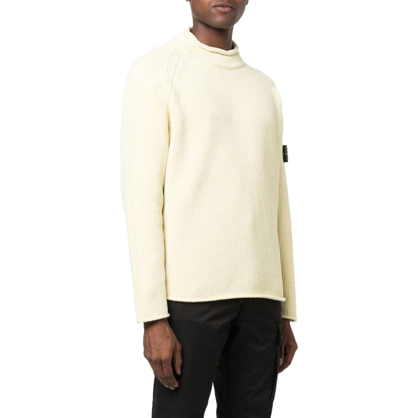 STONE ISLAND FW22 Beige Long Sleeve Knit Sweater with Patch for Men. 7715513A5-V0035 圖 5