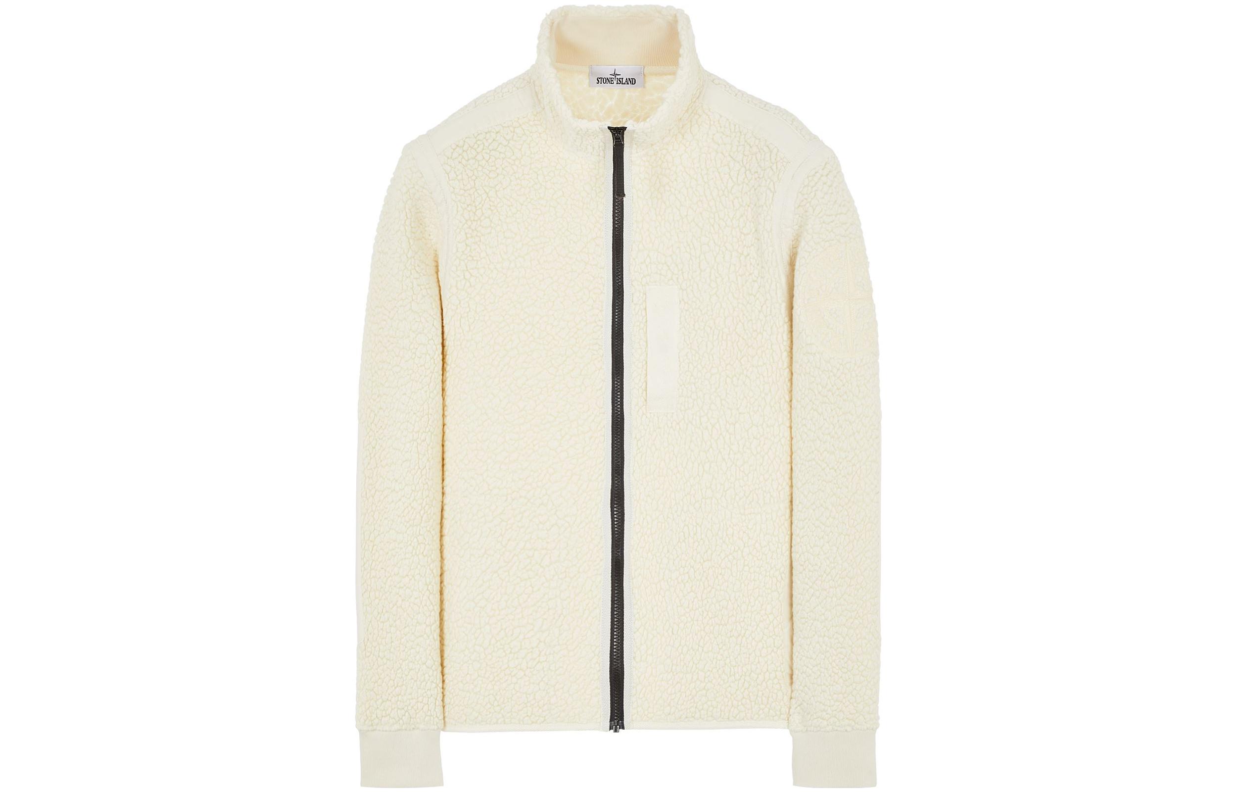 Stone Island FW22 Beige Zip-Up Jacket with Logo Embroidery for Men 771561441-V0099