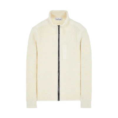 Stone Island FW22 Beige Zip-Up Jacket with Logo Embroidery for Men 771561441-V0099