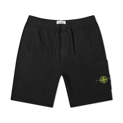 STONE ISLAND FW22 Black Casual Shorts with Drawstring and Logo. 731564620-V0029