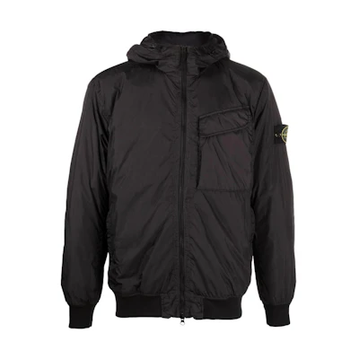 Stone Island FW22 Black Compass Patch Zip Hoodie Jacket Fashion 771540723-V0029