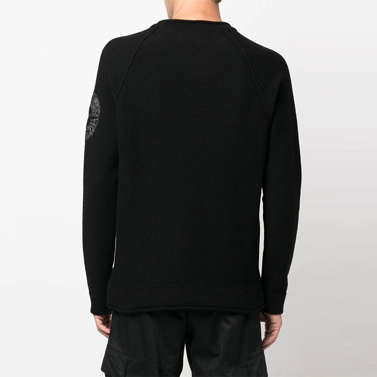 STONE ISLAND FW22 Black Crewneck Knit Sweater with Logo Embroidery . 7715534A4-V0029 圖 5