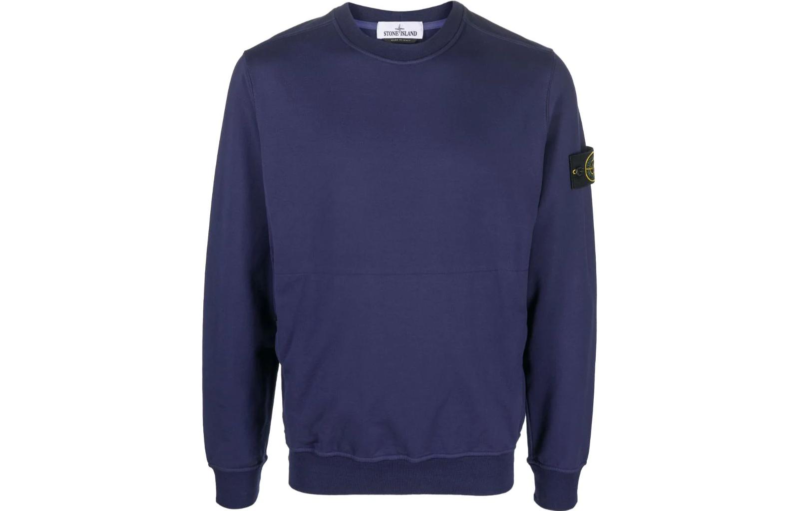 Stone Island FW22 Black Crewneck Pullover Sweatshirt with Logo Patch 761564052-V0027