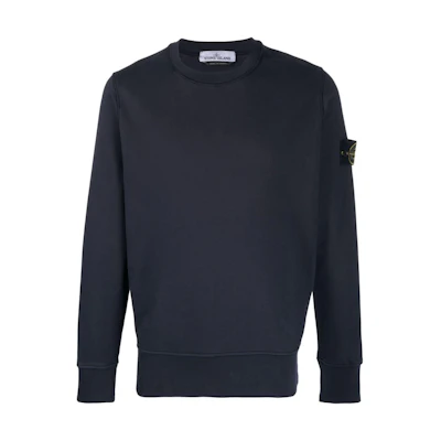 Stone Island FW22 Black Crewneck Sweatshirt Plain Badge Pullover 761563051V0020