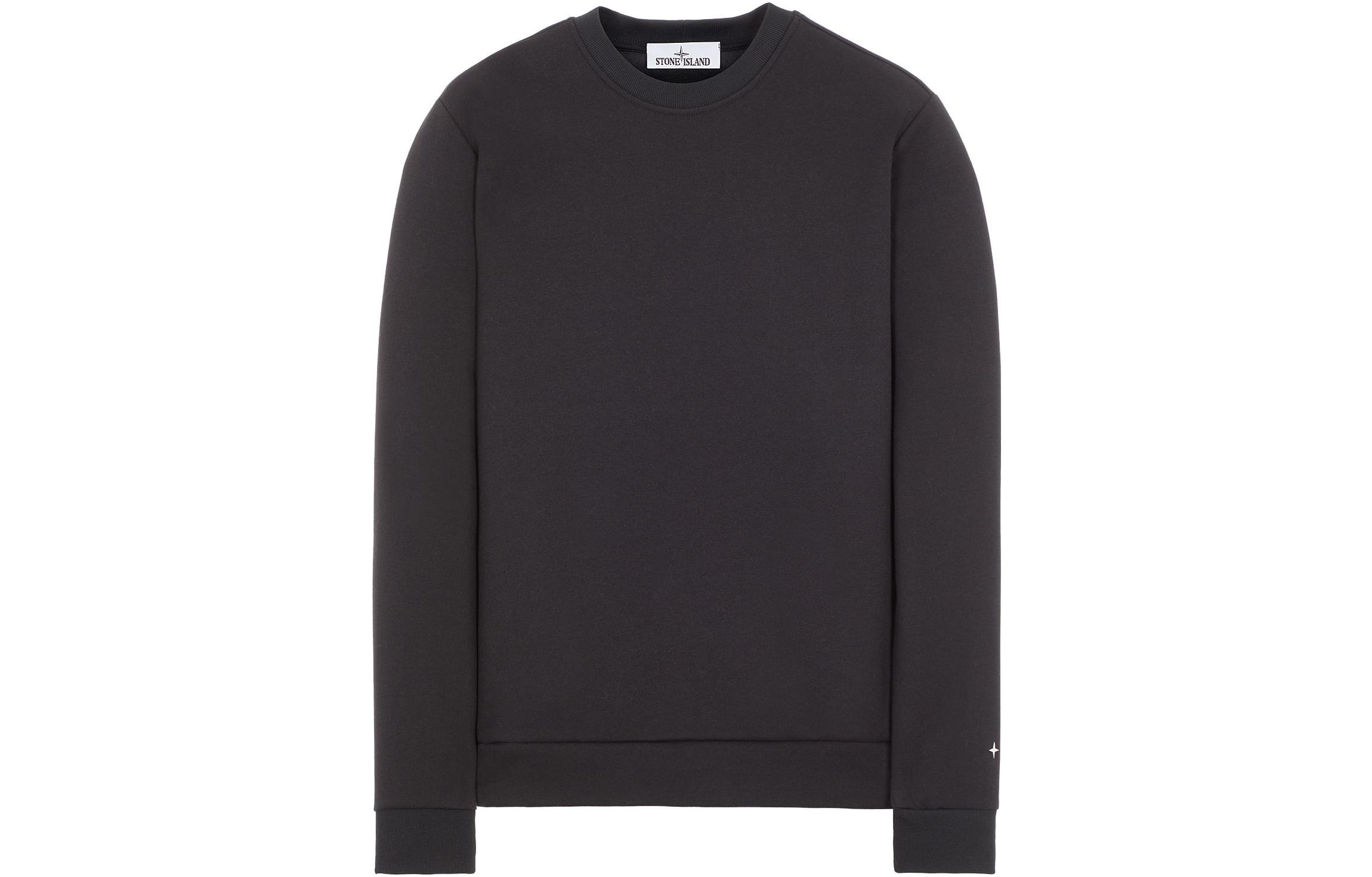 Stone Island FW22 Black Crewneck Sweatshirt With Embroidered Logo 7715631G5-V0029