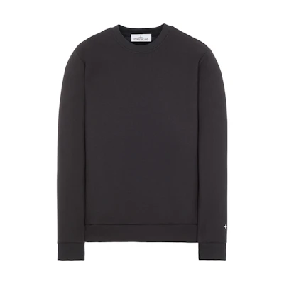 Stone Island FW22 Black Crewneck Sweatshirt With Embroidered Logo 7715631G5-V0029