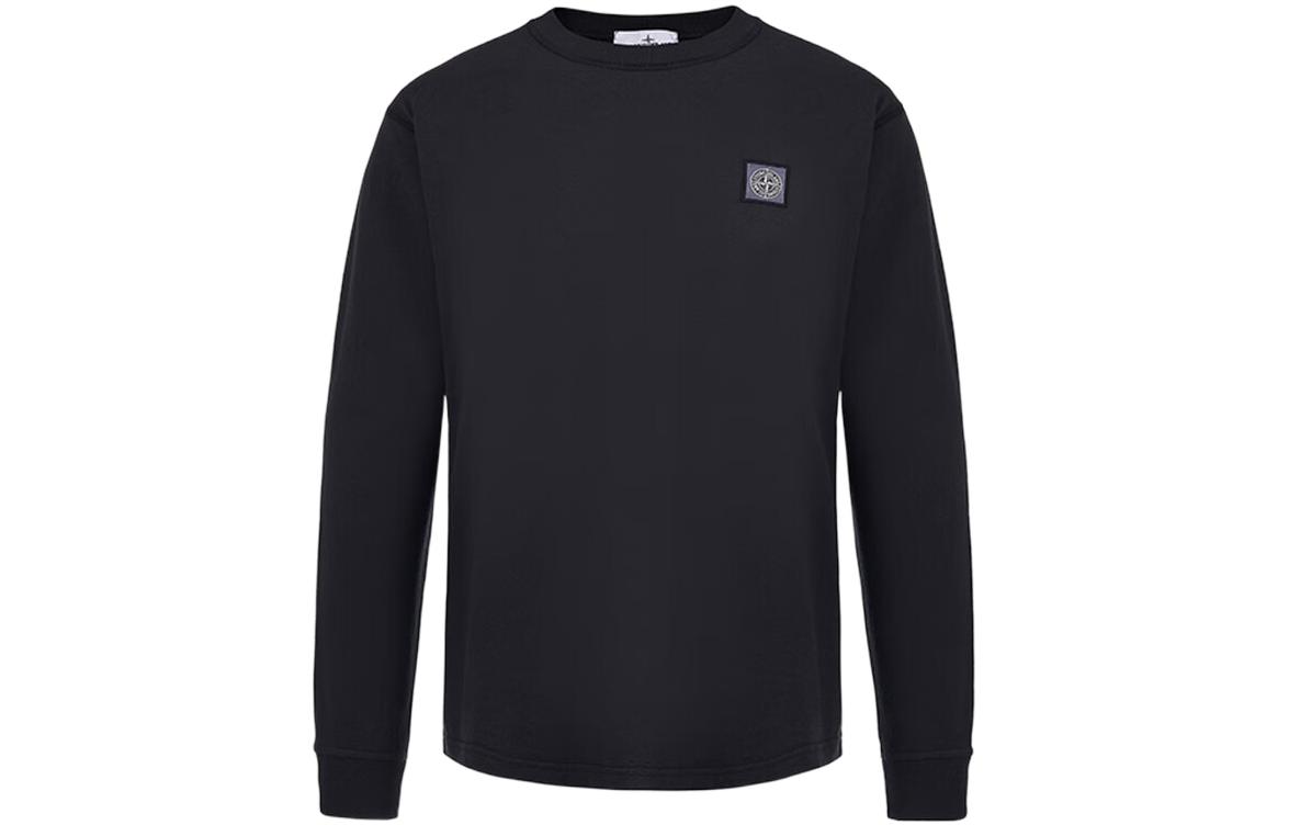 Stone Island FW22 Black Crewneck Sweatshirt with Logo for Men 771521842-V0029