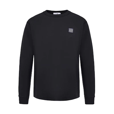 Stone Island FW22 Black Crewneck Sweatshirt with Logo for Men 771521842-V0029